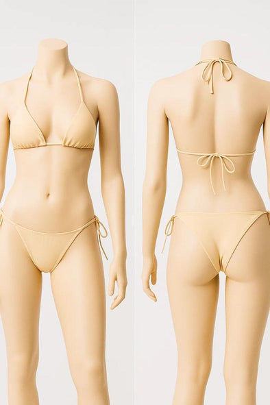 Lycra Plain Comfortable & Breathable Bikini Set – Beige