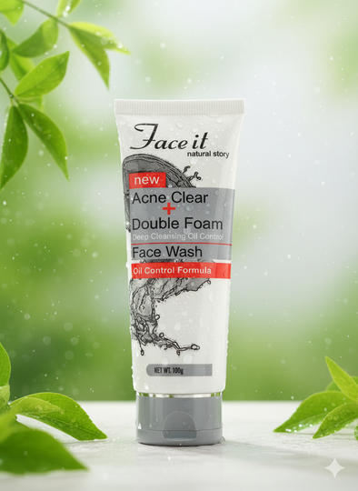 Face It New Acne Clear + Double Foam Face Wash Deep Cleaning & Oil Control Formula