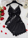 Net Plain Comfortable & Lightweight Lingerie Set – 2 Piece Camisole (Free Size, Black)