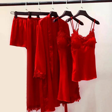 Comfortable Red Jersey Nightwear Set – Lightweight & Free Size