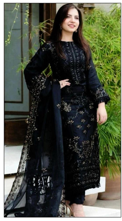 3 Pcs Women's Unstitched Lawn Embroidered Suit – Elegant & Stylish
