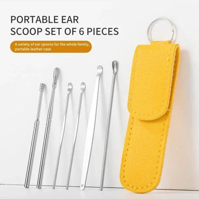 Ear Cleaning Kit – Stainless Steel with Leather Case (6-Piece Set)