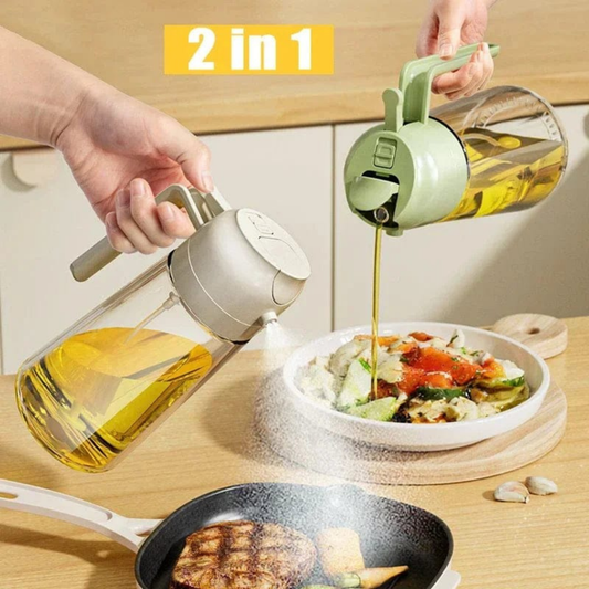2-in-1 Oil Sprayer Bottle for Kitchen – Spray & Pour Dispenser 500ml