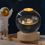 Crystal Ball Night Light – 3D Galaxy Planet, Moon & Astronaut USB Table Lamp
