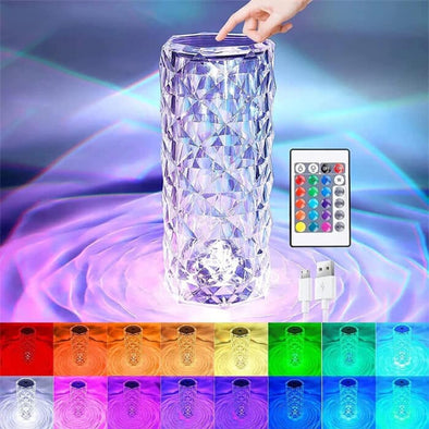 16 Color Diamond Crystal LED Table Lamp with Remote – Luxury Acrylic Decorative Lamp (SMALL)